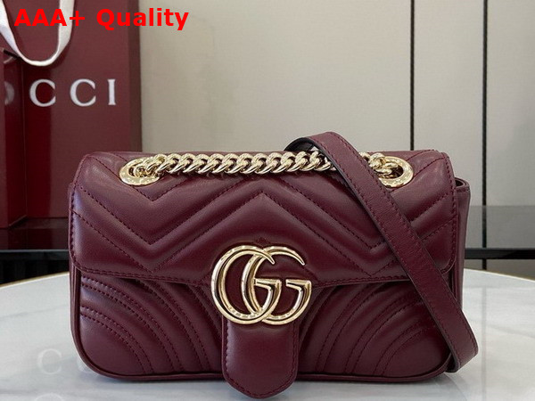 Gucci GG Marmont Mini Shoulder Bag Gucci Rosso Ancora Red Matelasse Chevron Leather 446744 Replica