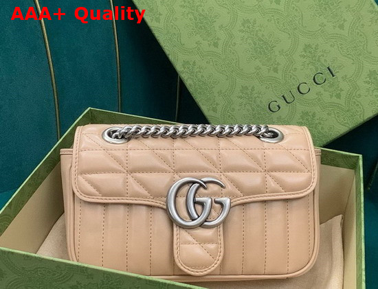 Gucci GG Marmont Mini Shoulder Bag Rose Beige Leather 446744 Replica