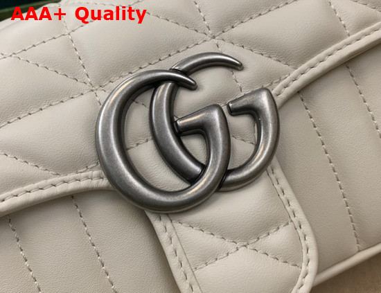 Gucci GG Marmont Mini Shoulder Bag White Leather 446744 Replica