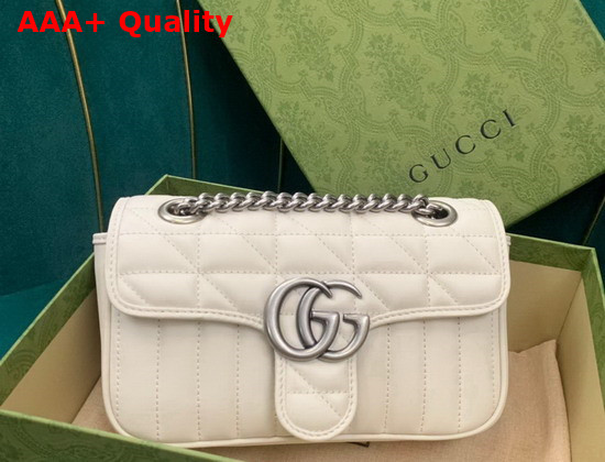 Gucci GG Marmont Mini Shoulder Bag White Leather 446744 Replica