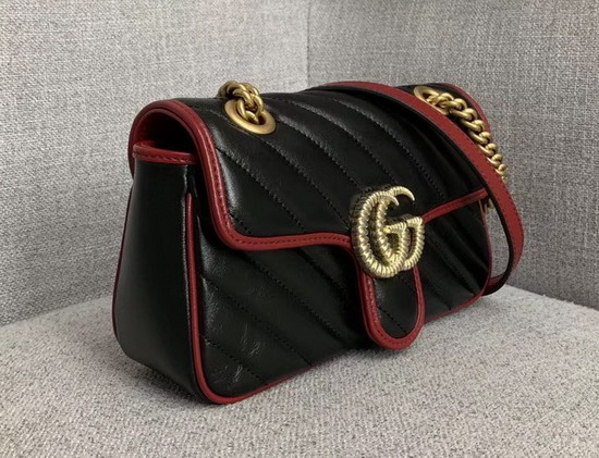 Gucci GG Marmont Mini Shoulder Bag in Black Diagonal Matelasse Leather with a Vintage Effect