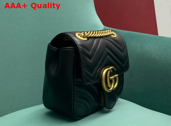 Gucci GG Marmont Mini Shoulder Bag in Black Leather 739682 Replica