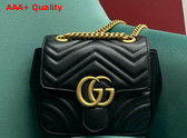 Gucci GG Marmont Mini Shoulder Bag in Black Leather 739682 Replica