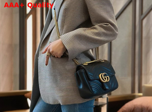 Gucci GG Marmont Mini Shoulder Bag in Black Leather 739682 Replica