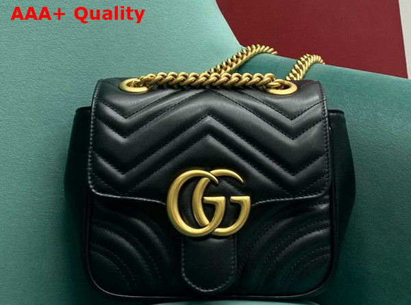 Gucci GG Marmont Mini Shoulder Bag in Black Leather 739682 Replica