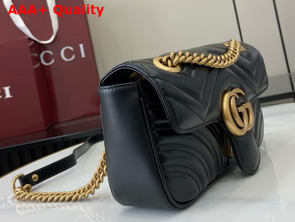 Gucci GG Marmont Mini Shoulder Bag in Black Matelasse Chevron Leather with a Heart 446744 Replica