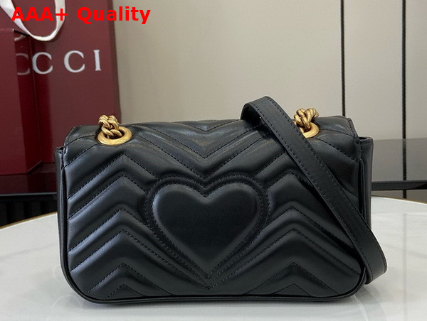 Gucci GG Marmont Mini Shoulder Bag in Black Matelasse Chevron Leather with a Heart 446744 Replica