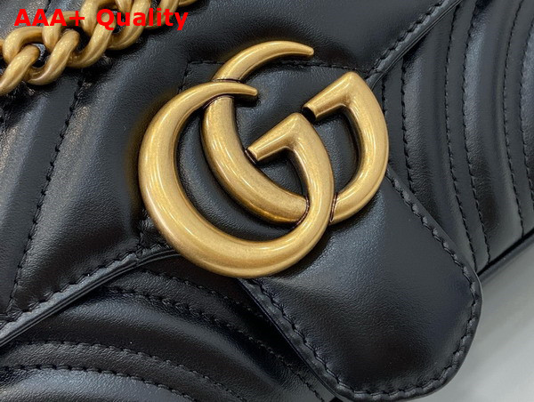 Gucci GG Marmont Mini Shoulder Bag in Black Matelasse Chevron Leather with a Heart 446744 Replica