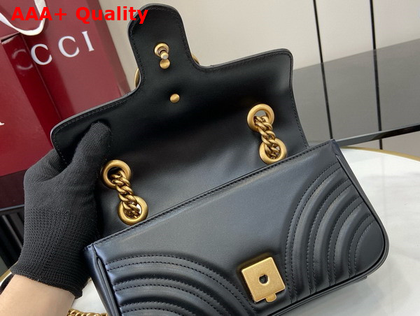 Gucci GG Marmont Mini Shoulder Bag in Black Matelasse Chevron Leather with a Heart 446744 Replica