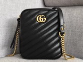 Gucci GG Marmont Mini Shoulder Bag in Black Matelasse Leather 550155