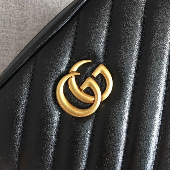 Gucci GG Marmont Mini Shoulder Bag in Black Matelasse Leather 550155