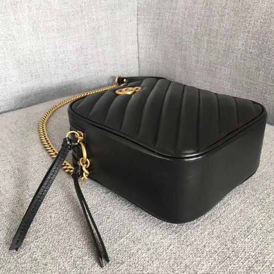 Gucci GG Marmont Mini Shoulder Bag in Black Matelasse Leather 550155