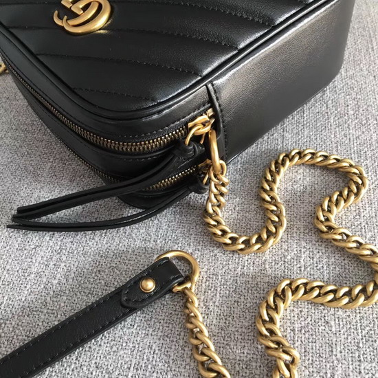 Gucci GG Marmont Mini Shoulder Bag in Black Matelasse Leather 550155