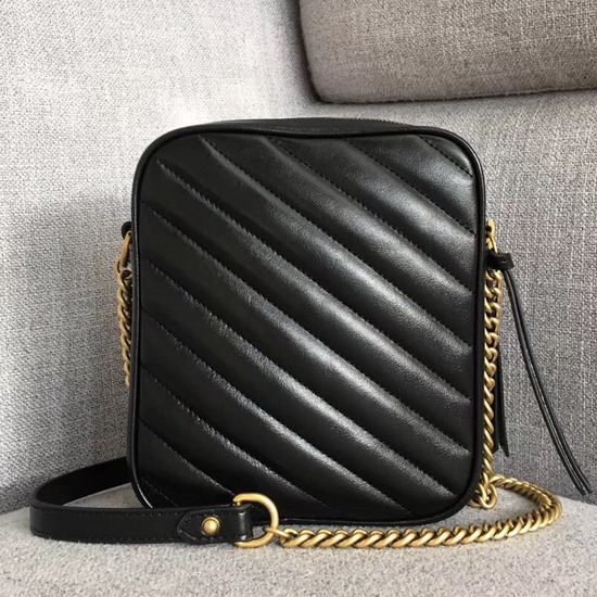 Gucci GG Marmont Mini Shoulder Bag in Black Matelasse Leather 550155