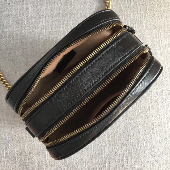 Gucci GG Marmont Mini Shoulder Bag in Black Matelasse Leather 550155