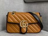 Gucci GG Marmont Mini Shoulder Bag in Cognac Diagonal Matelasse Leather with a Vintage Effect