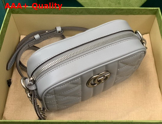 Gucci GG Marmont Mini Shoulder Bag in Dark Grey Leather 634936 Replica