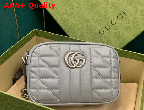 Gucci GG Marmont Mini Shoulder Bag in Dark Grey Leather 634936 Replica