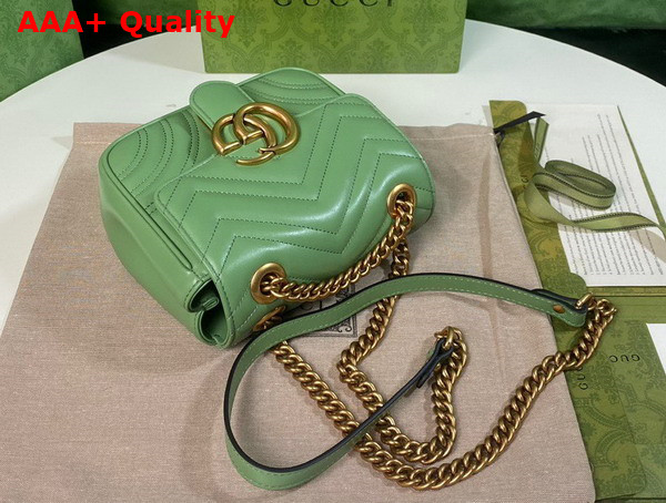 Gucci GG Marmont Mini Shoulder Bag in Light Green Leather 739682 Replica