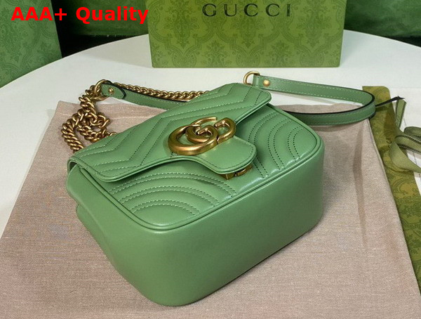 Gucci GG Marmont Mini Shoulder Bag in Light Green Leather 739682 Replica