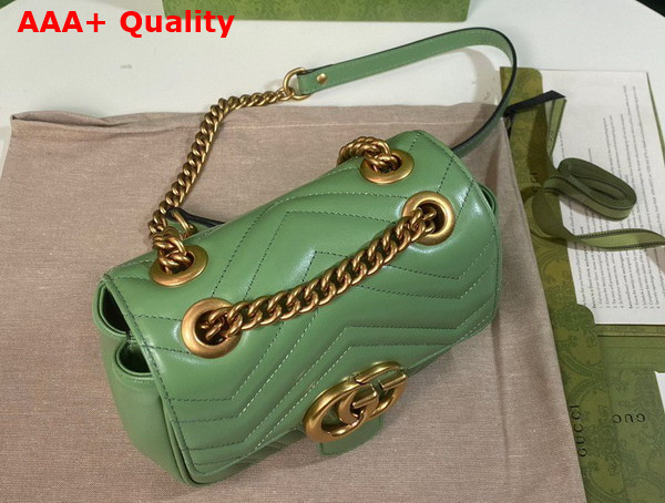 Gucci GG Marmont Mini Shoulder Bag in Light Green Leather 739682 Replica