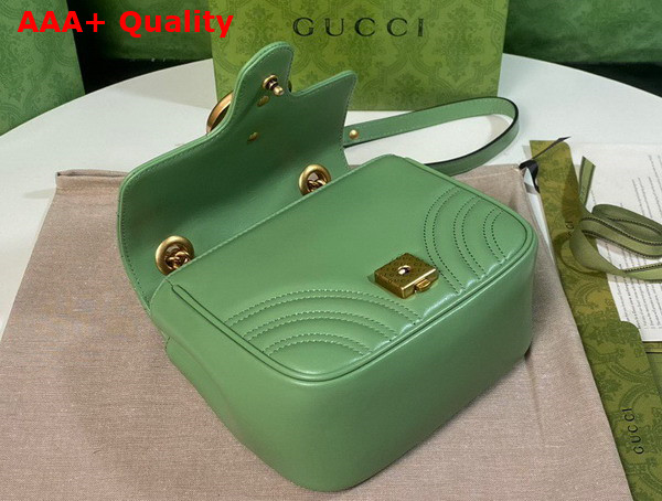 Gucci GG Marmont Mini Shoulder Bag in Light Green Leather 739682 Replica