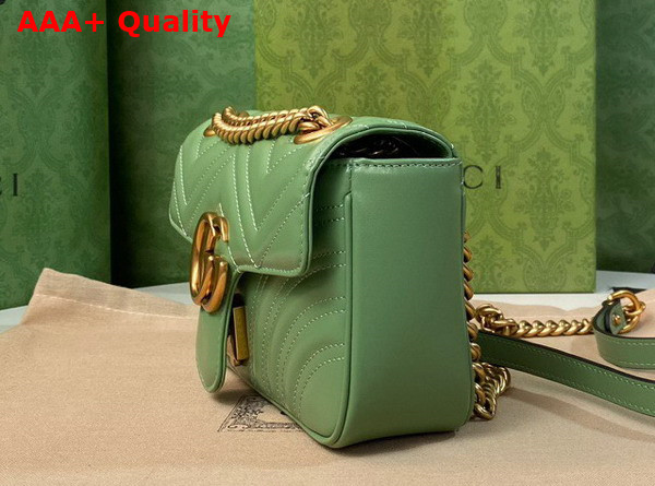 Gucci GG Marmont Mini Shoulder Bag in Light Green Leather Replica