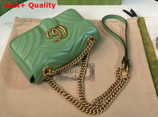 Gucci GG Marmont Mini Shoulder Bag in Light Green Leather Replica