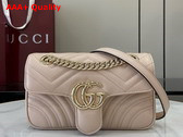 Gucci GG Marmont Mini Shoulder Bag in Light Pink Matelasse Chevron Leather 446744 Replica