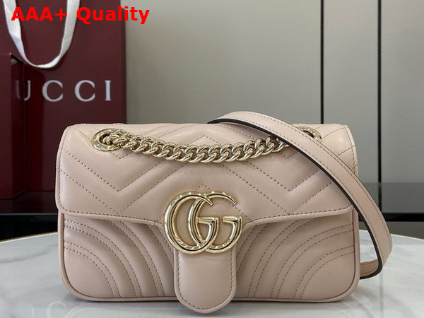 Gucci GG Marmont Mini Shoulder Bag in Light Pink Matelasse Chevron Leather 446744 Replica