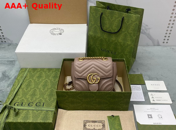 Gucci GG Marmont Mini Shoulder Bag in Nude Leather 739682 Replica