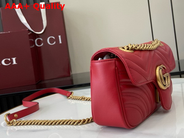 Gucci GG Marmont Mini Shoulder Bag in Red Matelasse Chevron Leather with a Heart 446744 Replica