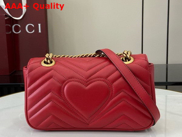 Gucci GG Marmont Mini Shoulder Bag in Red Matelasse Chevron Leather with a Heart 446744 Replica