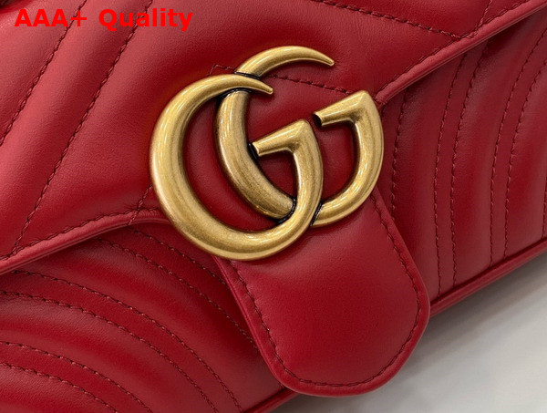 Gucci GG Marmont Mini Shoulder Bag in Red Matelasse Chevron Leather with a Heart 446744 Replica