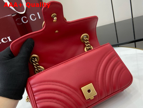 Gucci GG Marmont Mini Shoulder Bag in Red Matelasse Chevron Leather with a Heart 446744 Replica