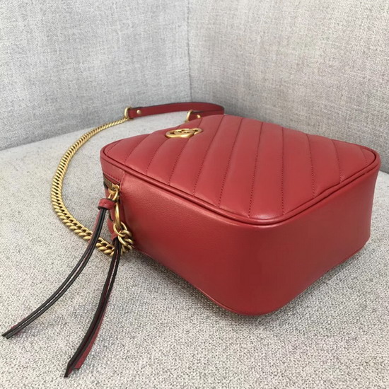 Gucci GG Marmont Mini Shoulder Bag in Red Matelasse Leather 550155