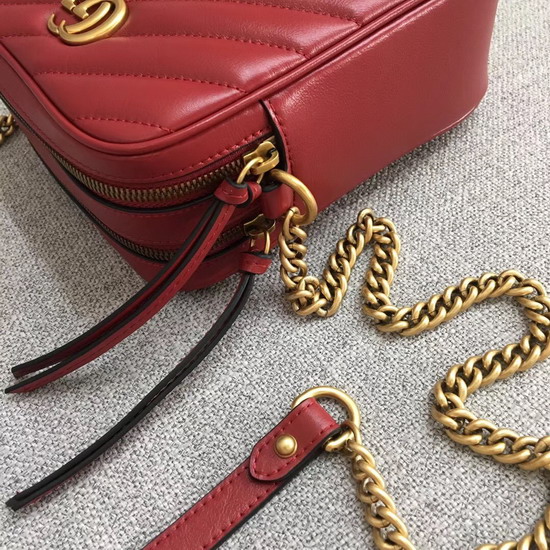 Gucci GG Marmont Mini Shoulder Bag in Red Matelasse Leather 550155