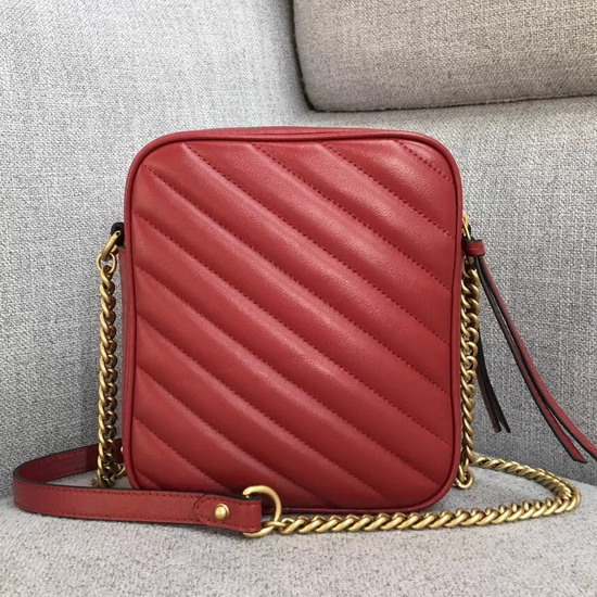 Gucci GG Marmont Mini Shoulder Bag in Red Matelasse Leather 550155