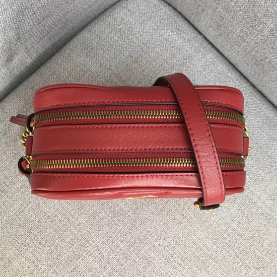 Gucci GG Marmont Mini Shoulder Bag in Red Matelasse Leather 550155