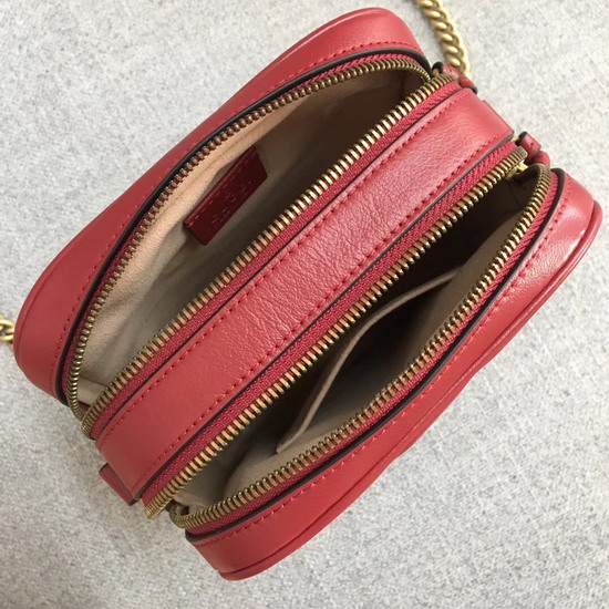 Gucci GG Marmont Mini Shoulder Bag in Red Matelasse Leather 550155