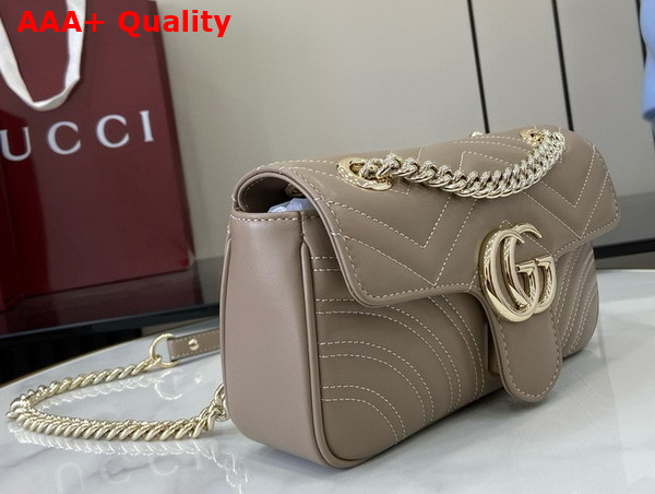 Gucci GG Marmont Mini Shoulder Bag in Taupe Matelasse Chevron Leather 446744 Replica