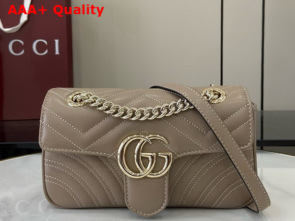 Gucci GG Marmont Mini Shoulder Bag in Taupe Matelasse Chevron Leather 446744 Replica