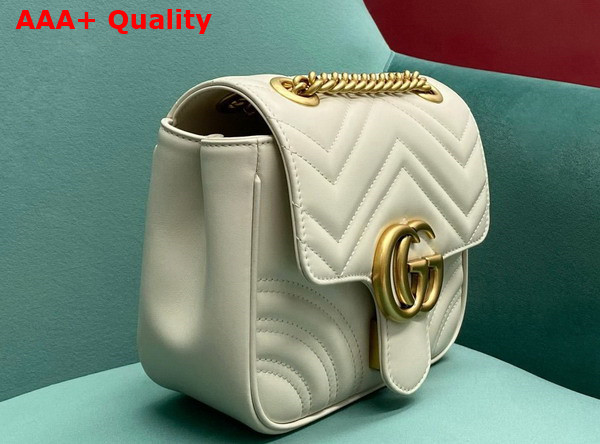 Gucci GG Marmont Mini Shoulder Bag in White Leather 739682 Replica