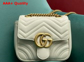 Gucci GG Marmont Mini Shoulder Bag in White Leather 739682 Replica