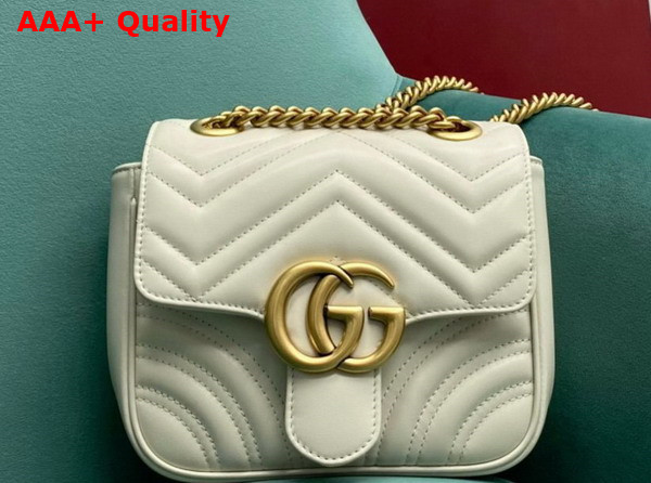 Gucci GG Marmont Mini Shoulder Bag in White Leather 739682 Replica