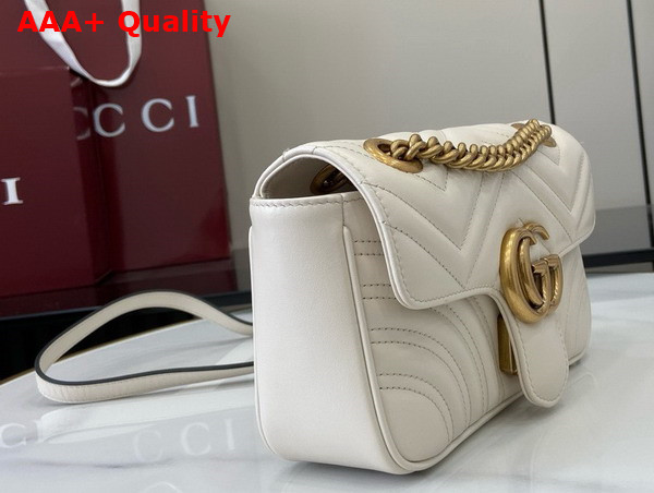 Gucci GG Marmont Mini Shoulder Bag in White Matelasse Chevron Leather with a Heart 446744 Replica