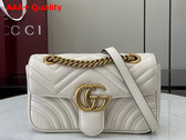 Gucci GG Marmont Mini Shoulder Bag in White Matelasse Chevron Leather with a Heart 446744 Replica