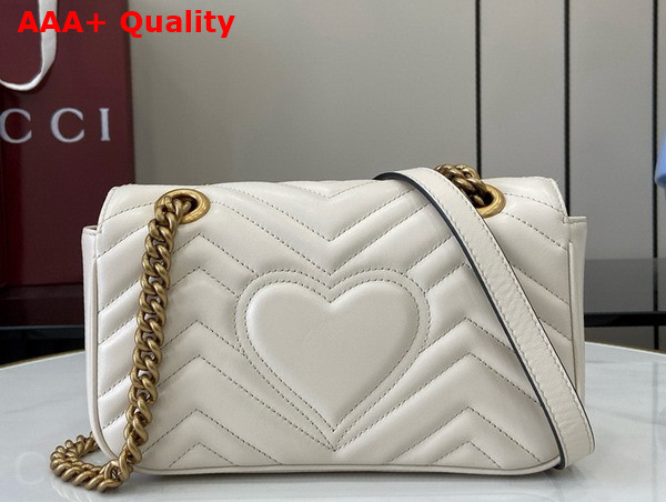 Gucci GG Marmont Mini Shoulder Bag in White Matelasse Chevron Leather with a Heart 446744 Replica