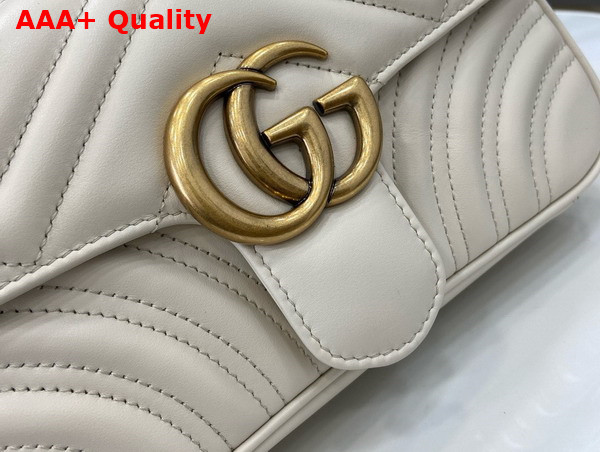 Gucci GG Marmont Mini Shoulder Bag in White Matelasse Chevron Leather with a Heart 446744 Replica