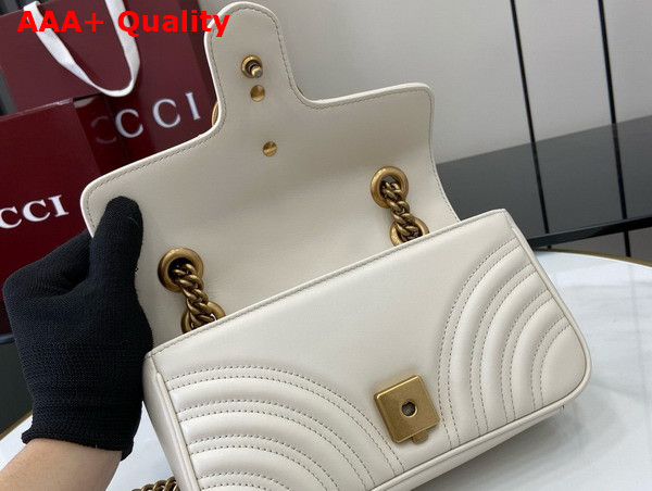 Gucci GG Marmont Mini Shoulder Bag in White Matelasse Chevron Leather with a Heart 446744 Replica